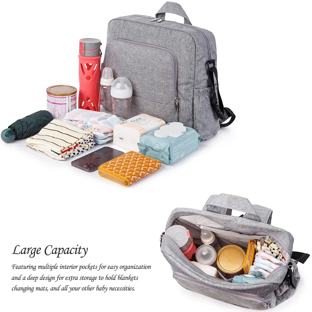 Waterproof Multi-Functional Diaper Backpack – Stylish & Spacious for Baby Care. 