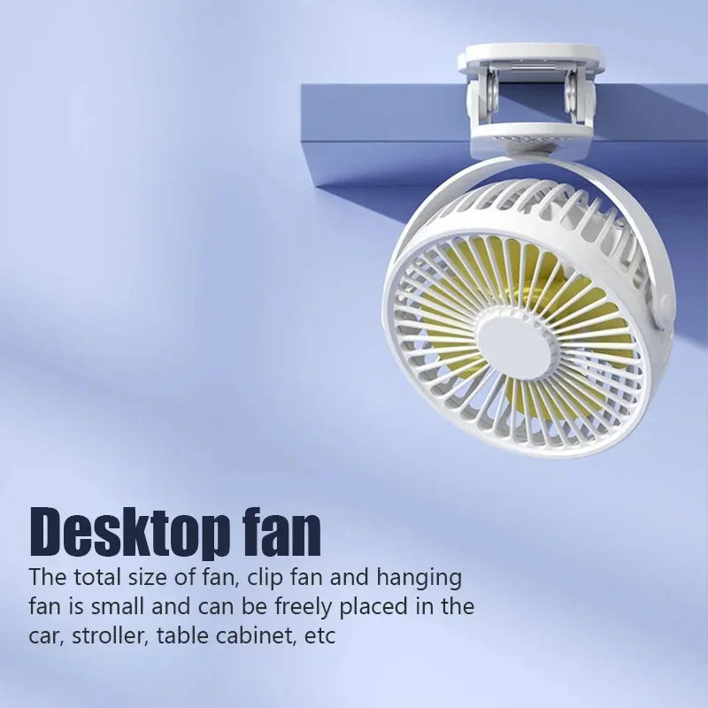 Portable Mini Clip Fan – Quiet 3-Speed USB Fan for Desktop, Stroller & Dorm Use. 