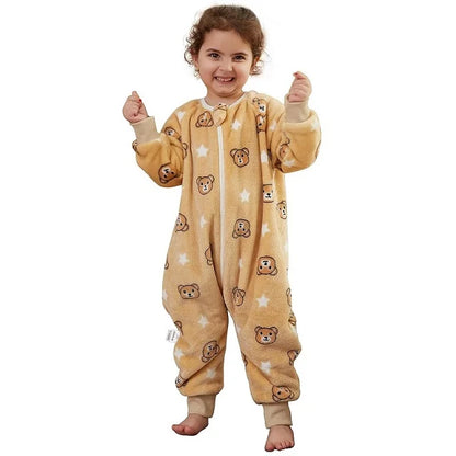 Kids' Cartoon Flannel Sleeping Bag. 